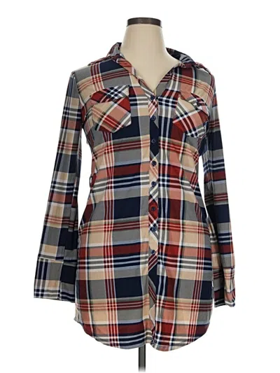 Pre-owned Ultra Flirt Long Sleeve Button Down Shirt In Brown