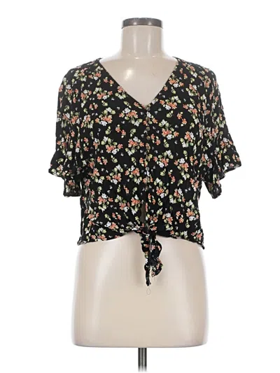 Pre-owned Ultra Flirt Short Sleeve Blouse In Black
