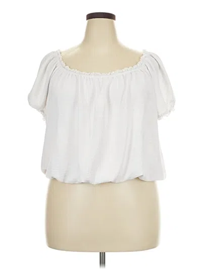 Pre-owned Ultra Flirt Short Sleeve Top White Off The Shoulder Neckline Tops