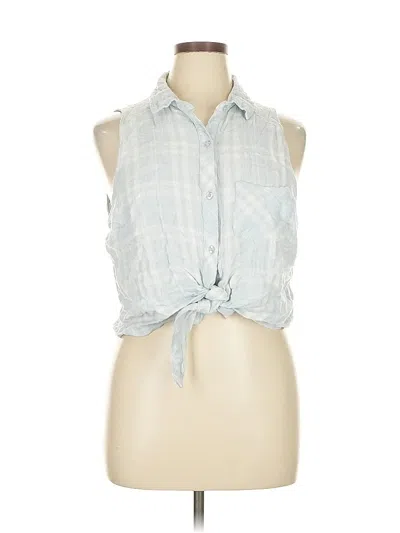 Pre-owned Ultra Flirt Sleeveless Button Down Shirt In Blue
