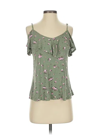 Pre-owned Ultra Flirt Tank Top Green Cold Shoulder Neckline Tops