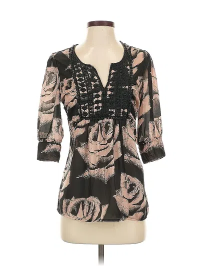 Pre-owned Ultra Pink 3/4 Sleeve Blouse In Black