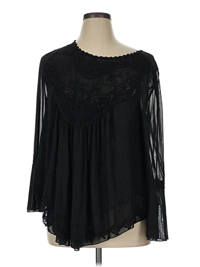 Pre-owned Ultra Pink 3/4 Sleeve Blouse In Black