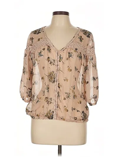 Pre-owned Ultra Pink 3/4 Sleeve Blouse In Brown