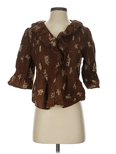 Pre-owned Ultra Pink 3/4 Sleeve Blouse In Brown