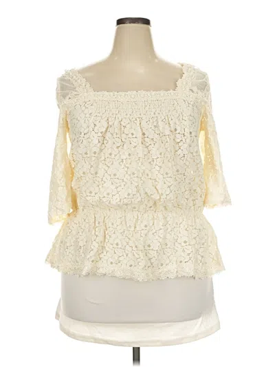 Pre-owned Ultra Pink 3/4 Sleeve Blouse In Ivory