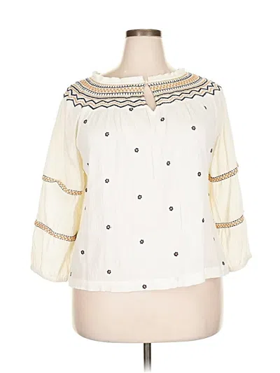 Pre-owned Ultra Pink 3/4 Sleeve Blouse In White