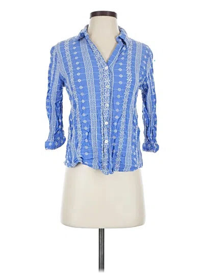 Pre-owned Ultra Pink 3/4 Sleeve Button Down Shirt In Blue