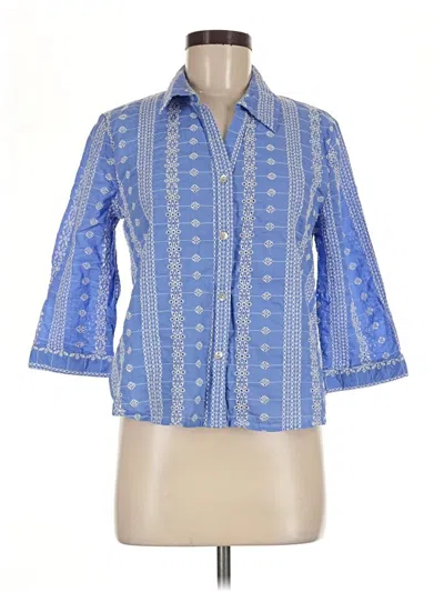 Pre-owned Ultra Pink 3/4 Sleeve Button Down Shirt In Blue