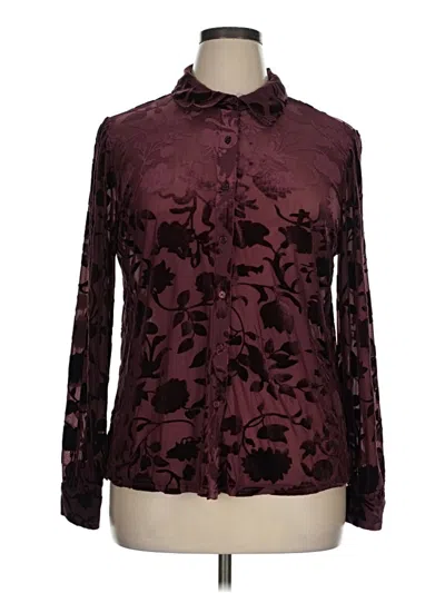 Pre-owned Ultra Pink Long Sleeve Blouse In Burgundy