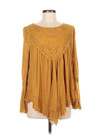 Pre-owned Ultra Pink Long Sleeve Blouse In Gold