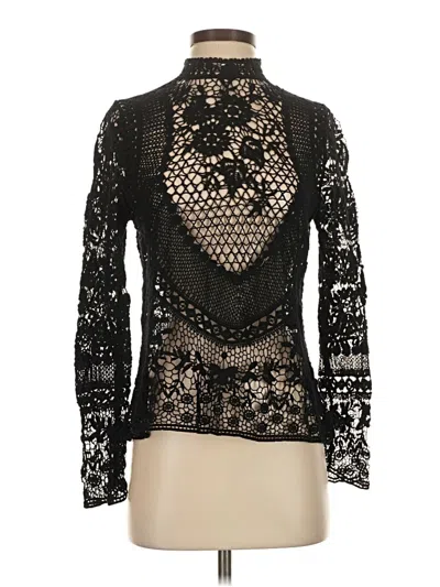 Pre-owned Ultra Pink Long Sleeve Top Black Mock Neckline Tops