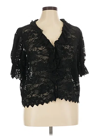 Pre-owned Ultra Pink Short Sleeve Blouse In Black