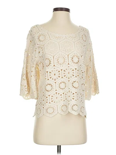 Pre-owned Ultra Pink Short Sleeve Blouse In White