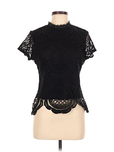 Pre-owned Ultra Pink Short Sleeve Top Black Mock Neckline Tops