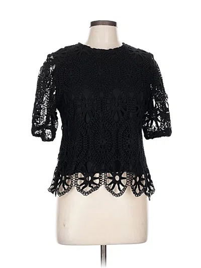 Pre-owned Ultra Pink Short Sleeve Top Black Sweetheart Neckline Tops