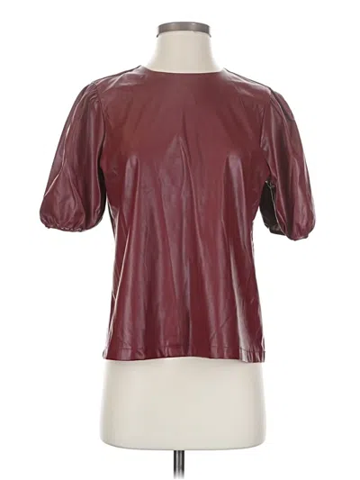 Pre-owned Ultra Pink Short Sleeve Top Burgundy Mock Neckline Tops