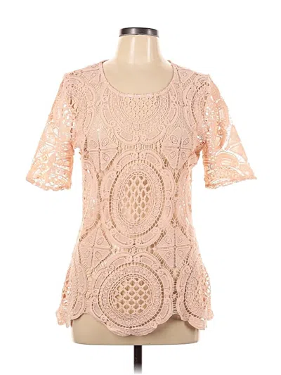 Pre-owned Ultra Pink Short Sleeve Top Pink Keyhole Neckline Tops