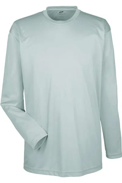 Ultraclub Cool & Dry Sport Long Sleeve Performance Interlock T-shirt In Blue