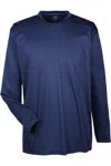 Ultraclub Cool & Dry Sport Long Sleeve Performance Interlock T-shirt In Blue