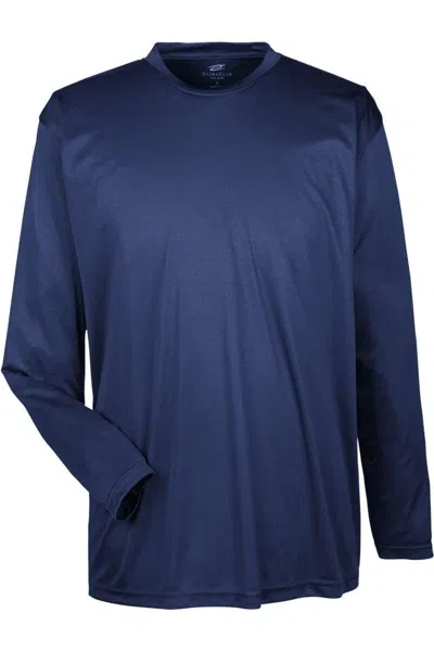 Ultraclub Cool & Dry Sport Long Sleeve Performance Interlock T-shirt In Blue