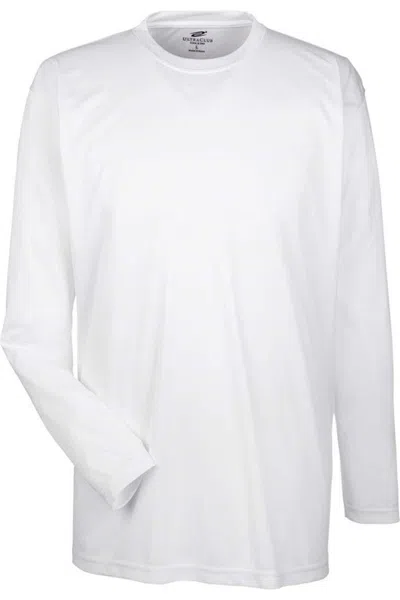 Ultraclub Cool & Dry Sport Long Sleeve Performance Interlock T-shirt In White