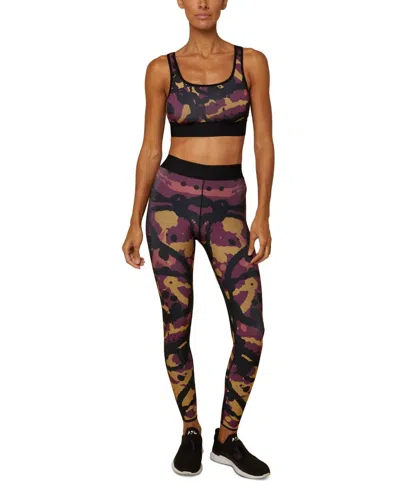 Ultracor Activewear Printed Medium-impact Sports Bra In Merlot Topaz In Multi