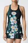 Ultracor Get It Fast Game Womens Daisy Bloom Bonded Tennis Tank Top In Thyme In Green