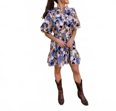 Ultramarine Ellis Ruffle Mini Dress In Multi