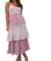 Ultramarine Olivia Vintage Paisley Tiered Midi Dress In Multi