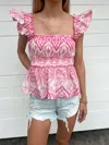 Ultramarine Paradise Top In Pink In Pink