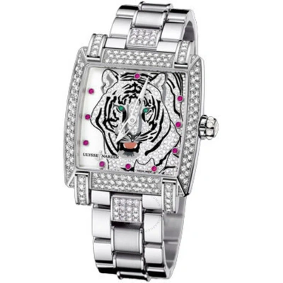 Ulysse Nardin Caprice White Dial 18kt White Gold Automatic Ladies Watch 130-91ac-8c-tiger In Metallic