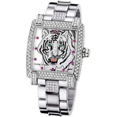 Ulysse Nardin Caprice White Dial 18kt White Gold Ladies Watch 130-91fc-8c-tiger In Metallic