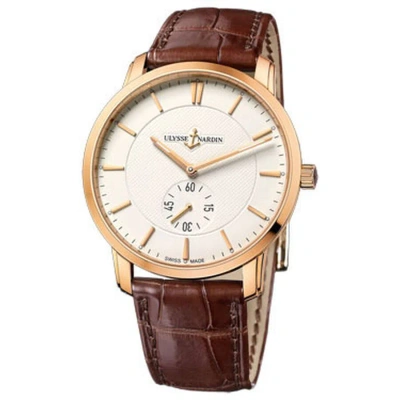 Ulysse Nardin Classico Eggshell Dial Alligator Leather Automatic Unisex Watch 8206-118-2-31 In Black