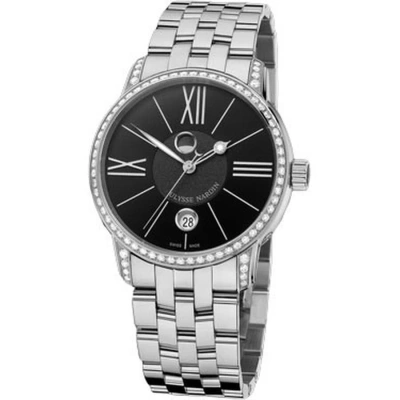 Ulysse Nardin Classico Luna Black Dial Stainless Steel Diamond Men's Watch 8293-122b-7-42 In Metallic