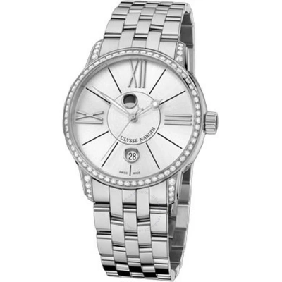 Ulysse Nardin Classico Luna Silver Dial Stainless Steel Diamond Men's Watch 8293-122b-7-41 In Metallic