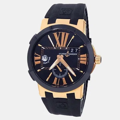 Pre-owned Ulysse Nardin Executive Dual Time 246-00-3/42 Automatic Black 18k Rose Gold Men's Wristwatch 43 Mm