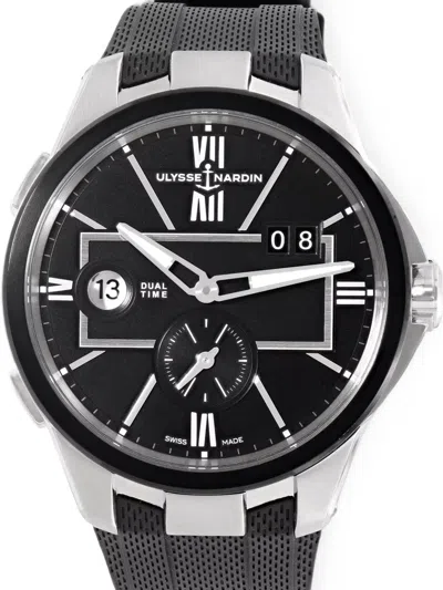 Pre-owned Ulysse Nardin Executive Dual Time 42mm Watch In Black