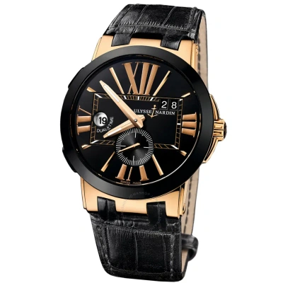 Ulysse Nardin Executive Dual Time Black Dial 18k Rose Gold Automatic Men's Watch 246-00-5-42 In Red