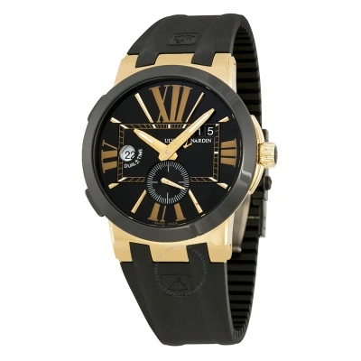 Ulysse Nardin Executive Dual Time Gmt Black Dial Men's Watch 246-00-3/42 In Black / Gold / Rose
