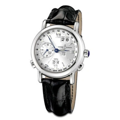 Ulysse Nardin Gmt Perpetual Silver Dial 18kt White Gold Black Leather Men's Watch 320-22-31