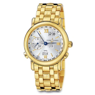 Ulysse Nardin Gmt Perpetual Silver Dial 18kt Yellow Gold Automatic Men's Watch 321-22-8-31