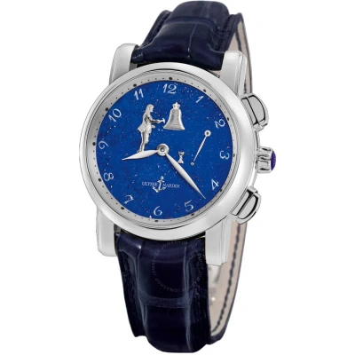 Ulysse Nardin Hourstriker Blue Dial Platinum Blue Leather Men's Watch 6109-103-e3 In Blue / Platinum