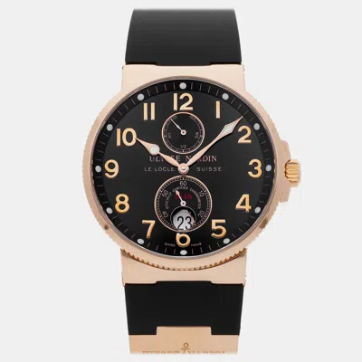 Pre-owned Ulysse Nardin Marine Chronometer 266-66-3/62 Black Rose Gold Automatic Men's Watch 41mm
