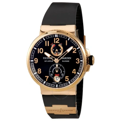 Ulysse Nardin Marine Chronometer Automatic Blue Dial 18k Rose Gold Men's Watch 1186-126-3-62 In Black