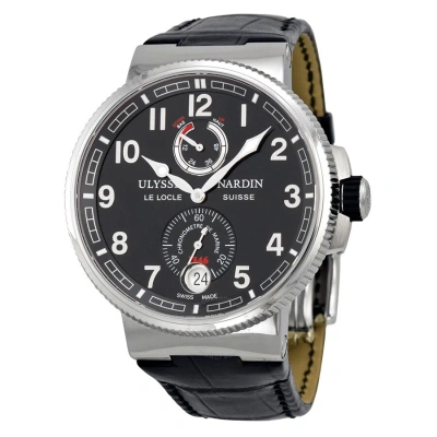 Ulysse Nardin Marine Chronometer Black Dial Automatic Men's Watch 1183-126-62 In Blue