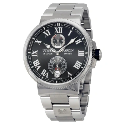 Ulysse Nardin Marine Chronometer Black Dial Men's Watch 1183-126-7m-42 In Metallic