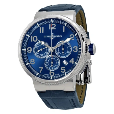 Ulysse Nardin Marine Chronometer Blue Dial Automatic Men's Watch 1503-150-63 In Blue / Metallic  / Skeleton