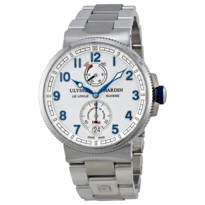 Ulysse Nardin Marine Chronometer White Dial Stainless Steel Men's Watch 1183-126-7m-60 In Metallic