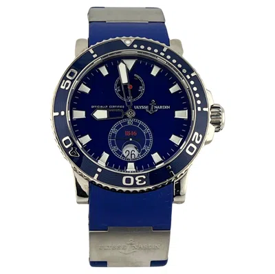 Pre-owned Ulysse Nardin Marine Diver 260-32-3a 18k White Gold Blue Rubber Strap